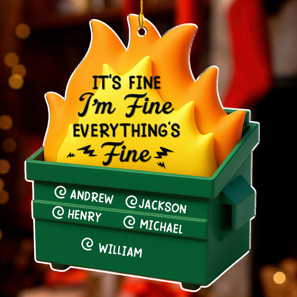 Custom Coworker Christmas Ornament, Team Appreciation Gift •  Dumpster Fire - Personalized Acrylic Ornament