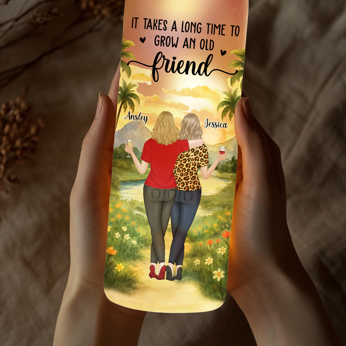 Bestie Old Friends Take Time To Grow - Personalized Bottle Lamp