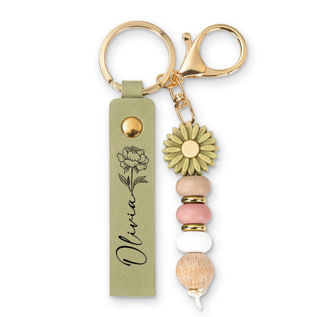 Flower Simple - Personalized Beaded Keychain
