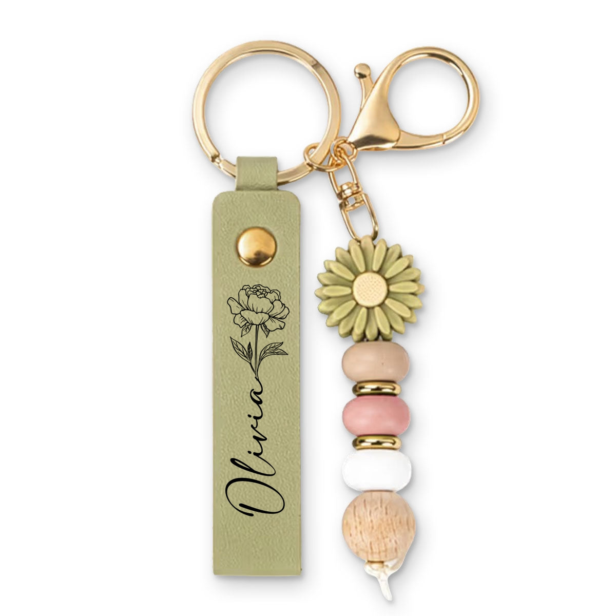 Flower Simple - Personalized Beaded Keychain