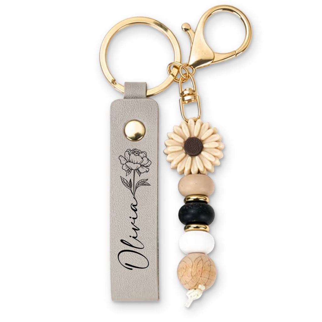 Flower Simple - Personalized Beaded Keychain