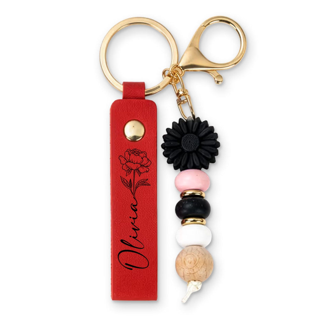 Flower Simple - Personalized Beaded Keychain
