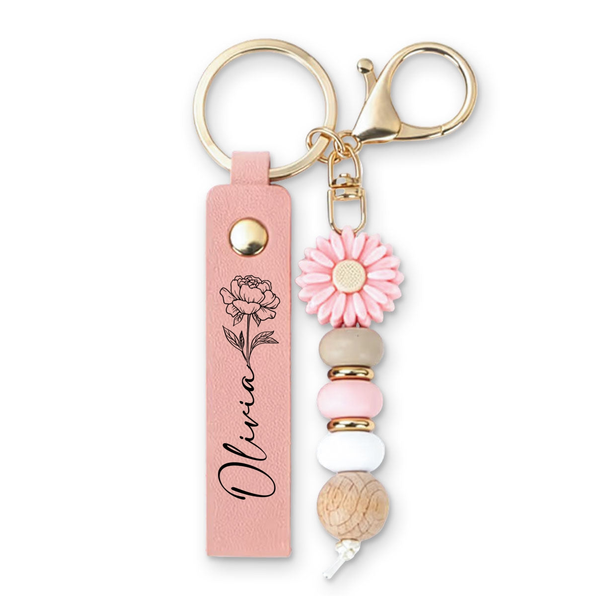 Flower Simple - Personalized Beaded Keychain