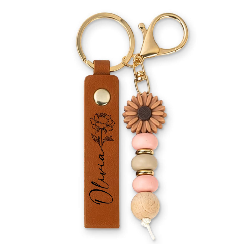 Flower Simple - Personalized Beaded Keychain
