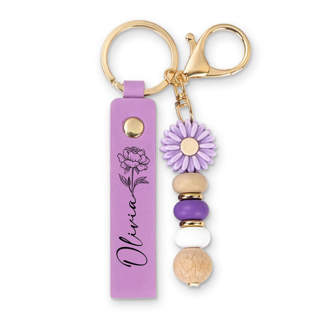 Flower Simple - Personalized Beaded Keychain