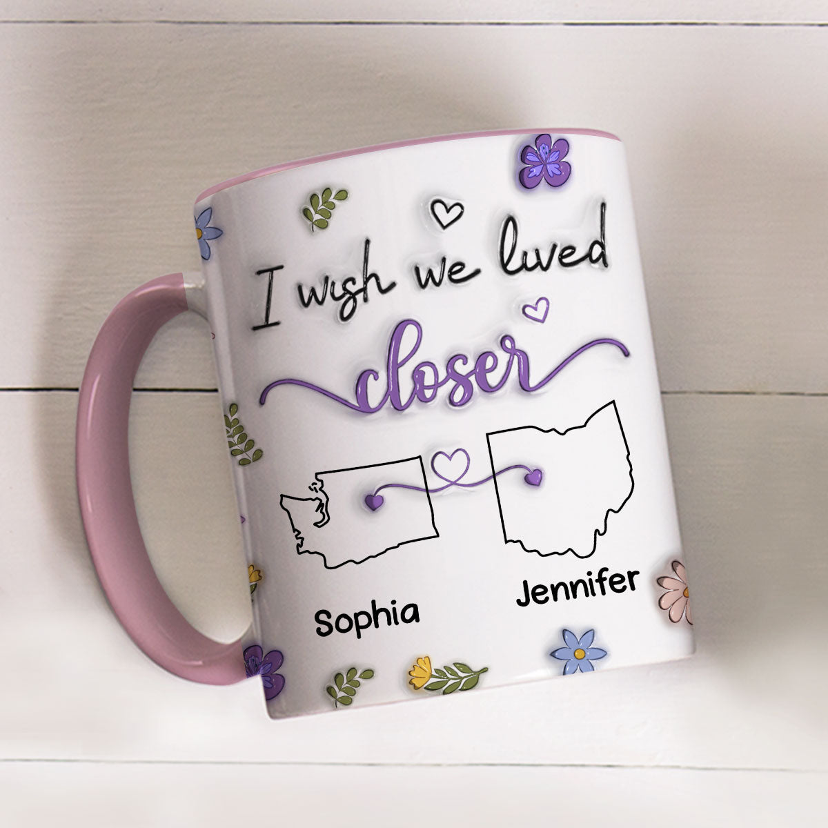 Custom Best Friend, Christmas & Birthday Friendship Keepsake Gift • I Wish We Lived Closer - Personalized Accent Mug