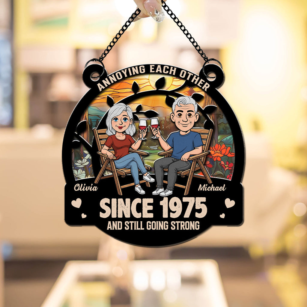 Custom Couple Hanging Decor, Anniversary Valentine's Day Gifts • Loving You - Personalized Suncatcher