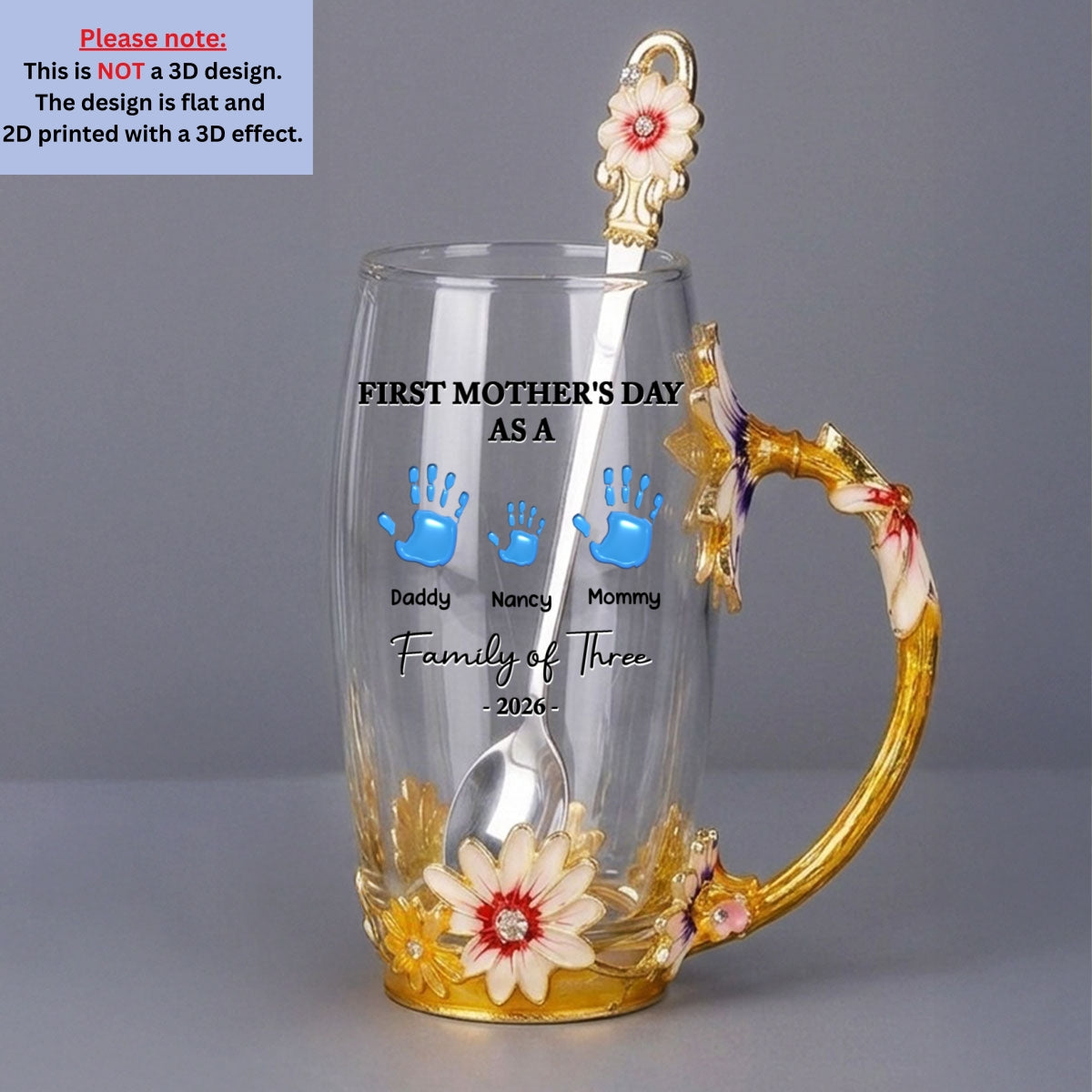 First Mother Day - Personalized 14OZ Flower Tea Cup