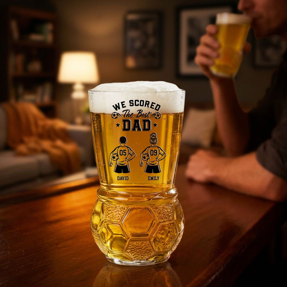 The Best Dad - Personalized Football Beer Glass