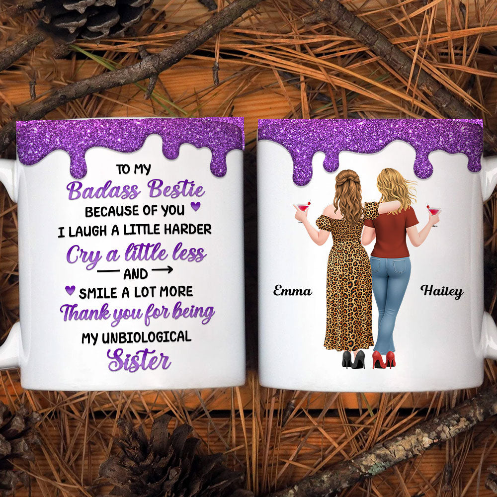 Custom Best Friend, Christmas & Birthday Friendship Keepsake Gift • Laugh More And Cry Less - Personalized Coffee Mug