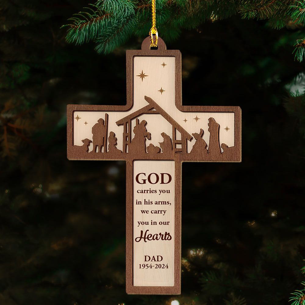 Custom Memorial Christmas Ornament, Sympathy Keepsake •  God Called You Home - Personalized Wood Ornament
