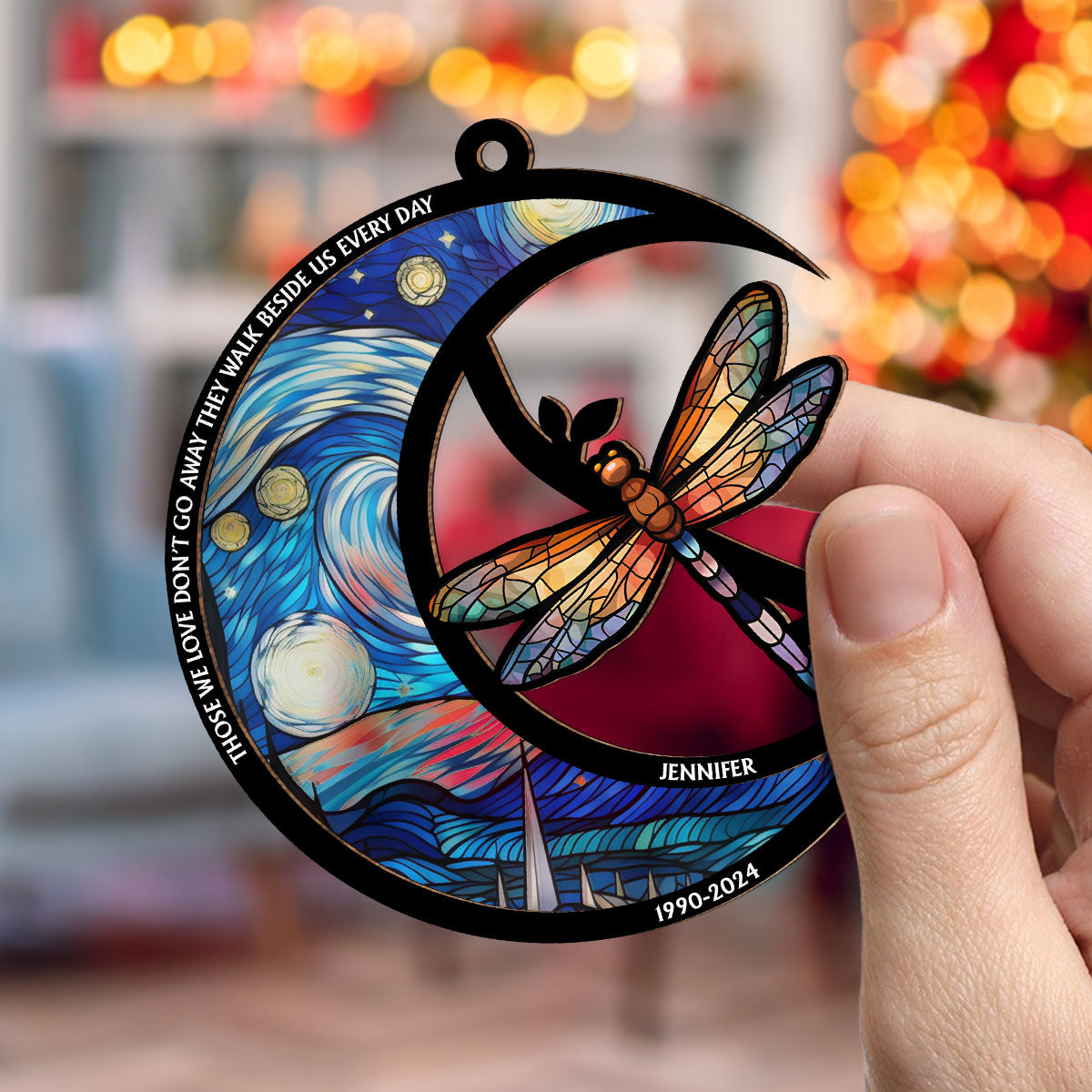 Custom Memorial Christmas Ornament, Sympathy Keepsake •  Although You Cannot See Me - Personalized Suncatcher Ornament