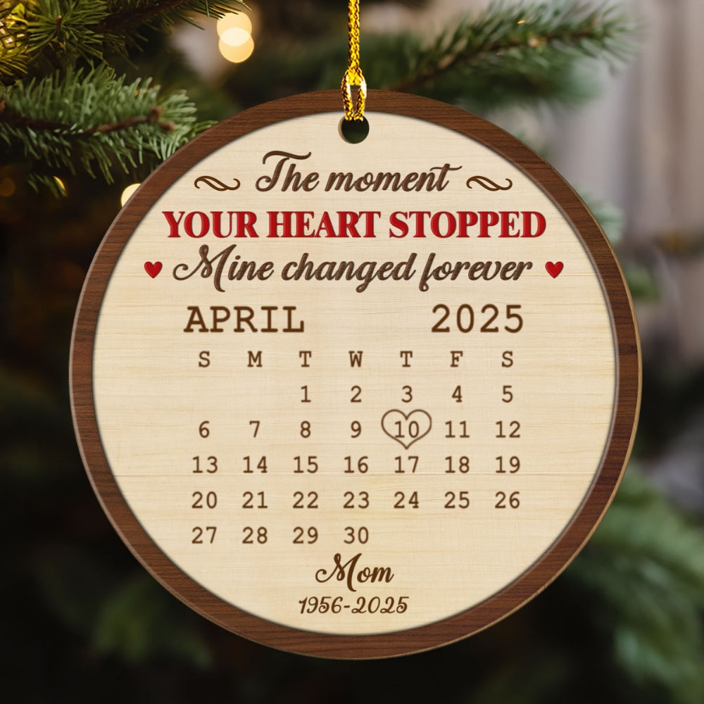 Custom Memorial Christmas Ornament, Sympathy Keepsake •  The Moment - Personalized Wood Ornament
