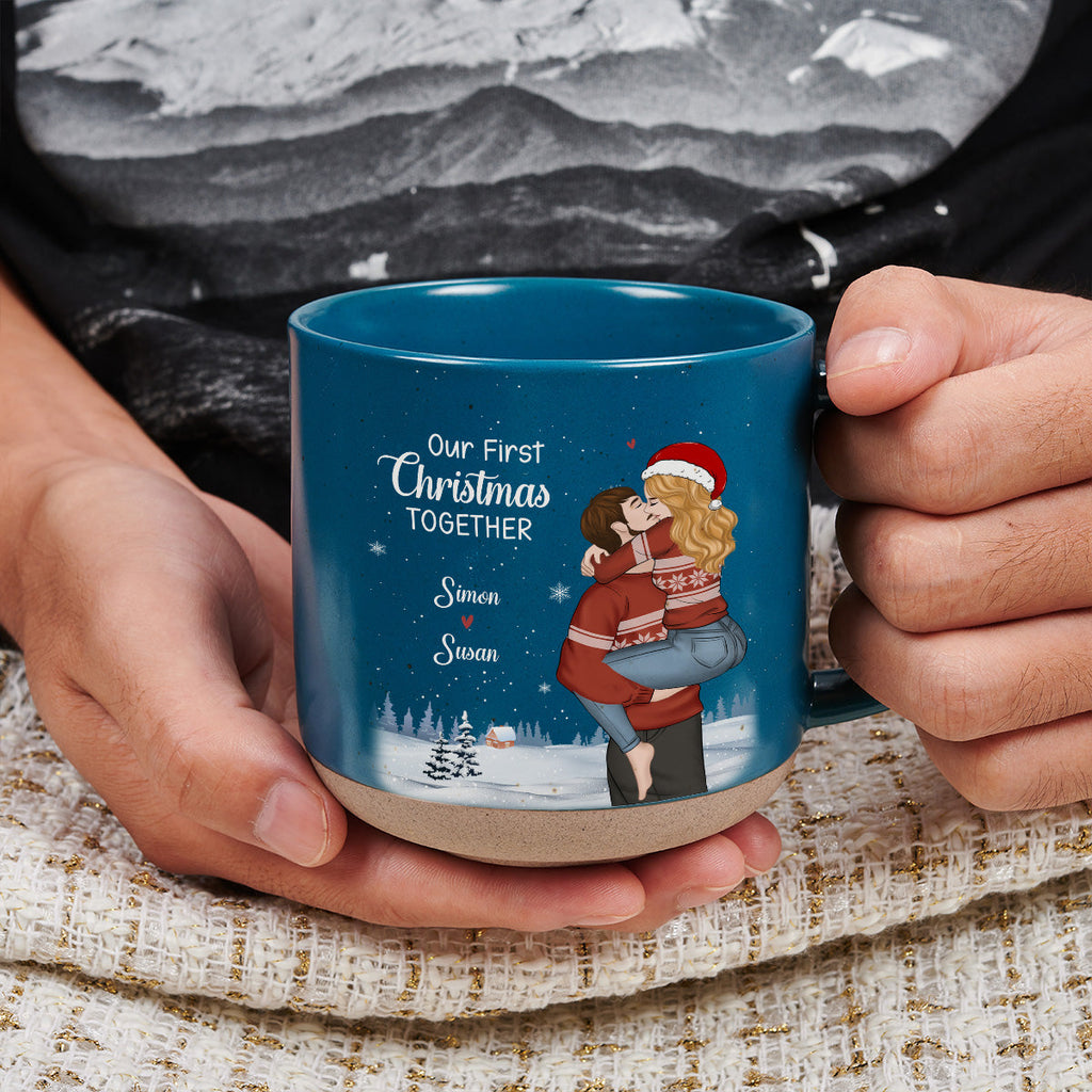 Custom Anniversary Keepsake Gifts For Couple • First Christmas Together - Personalized Pottery Mug