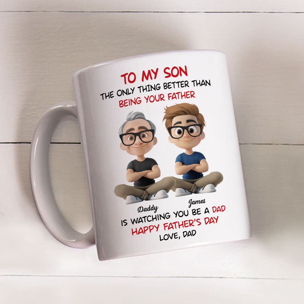 Custom Father's Day Gift For Son • Dad To My Son Cartoonize - Personalized Coffee Mug