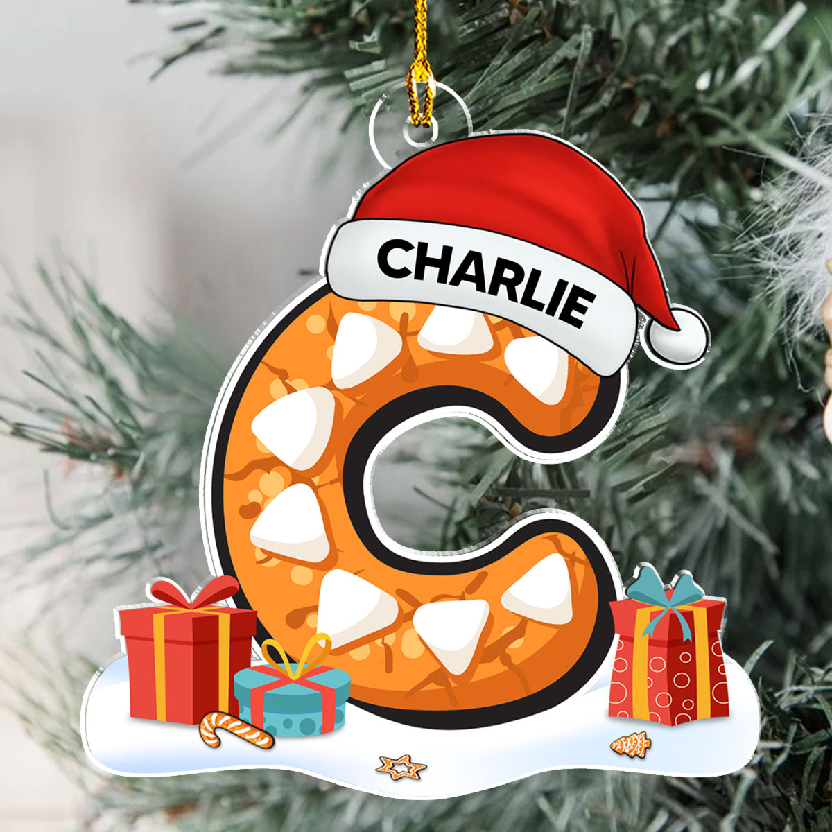 Custom Family Ornament, Christmas Gift for Family Members •  Name And Letter - Personalized Acrylic Ornament