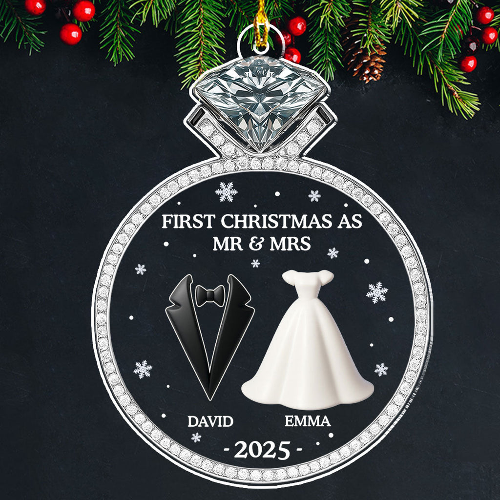 Custom First Christmas Ornament Married, Gift for Newlyweds •  First Christmas As Mr And Mrs 2025 - Personalized Acrylic Ornament