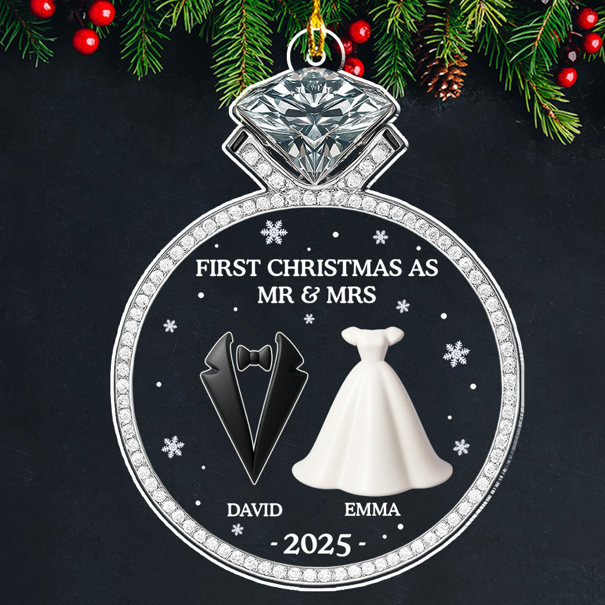 Custom First Christmas Ornament Married, Gift for Newlyweds •  First Christmas As Mr And Mrs 2025 - Personalized Acrylic Ornament