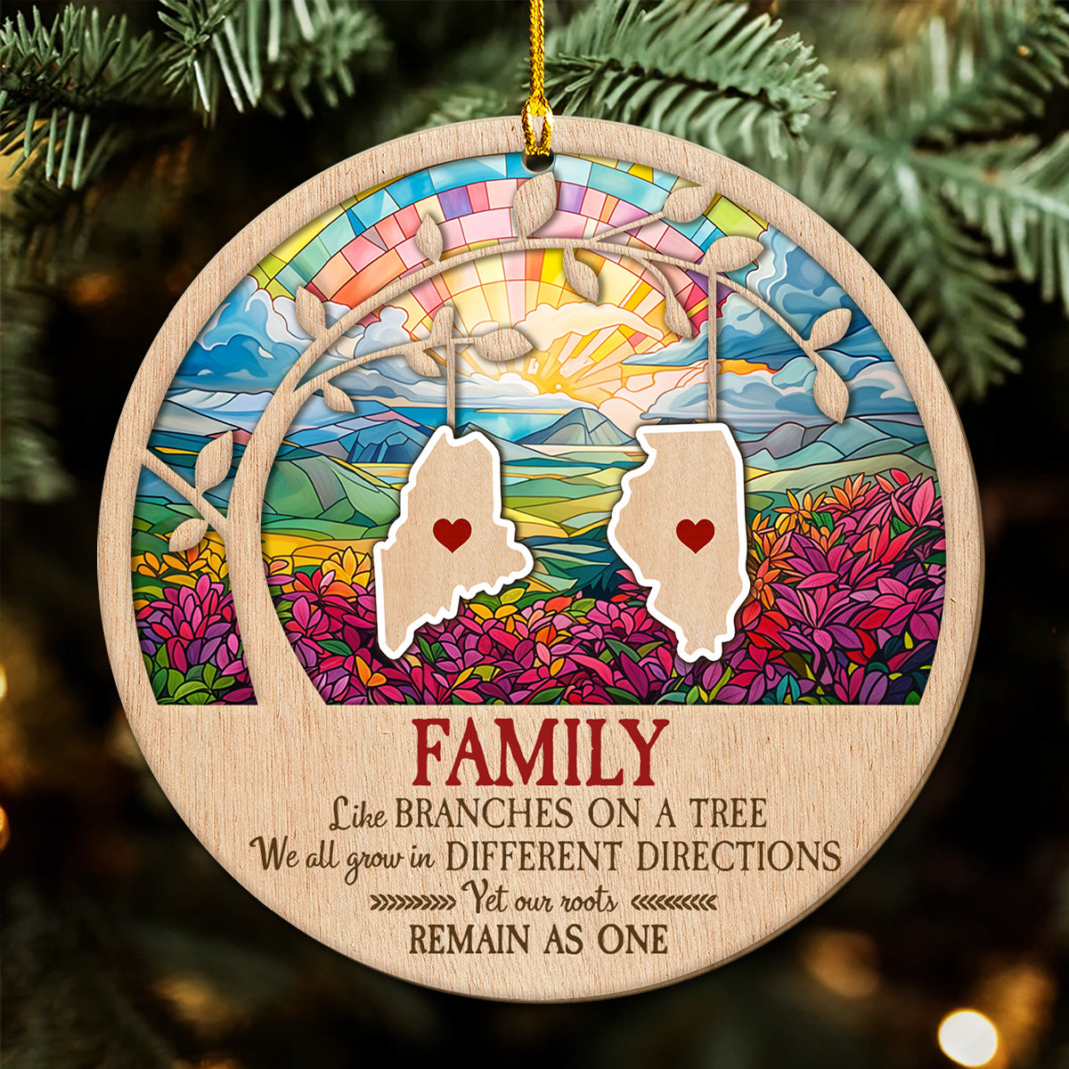 Custom Keepsake Christmas Ornament •  Family Like Branches On A Tree - Personalized Wood Ornament