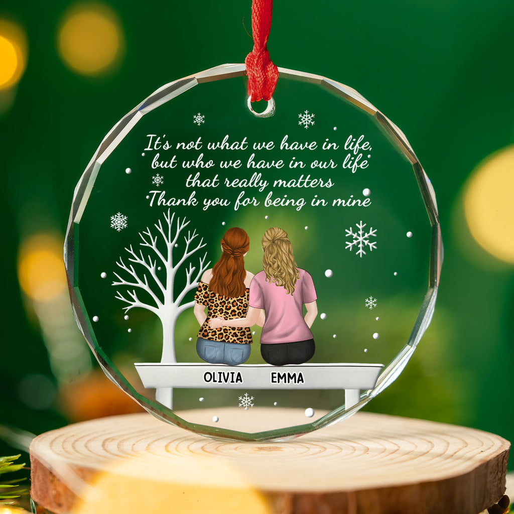Custom Friendship Christmas Ornament, Best Friend Gift •  Heartfelt Friendship Token - Personalized Glass Ornament