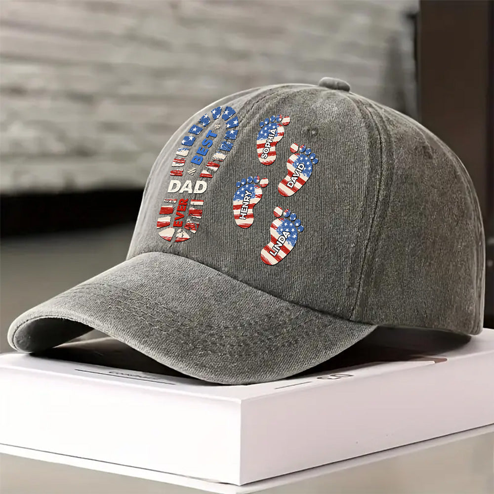 Custom Christmas Headwear Birthday Gifts for Dad • Best Dad Ever - Personalized Vintage Washed Denim Cap