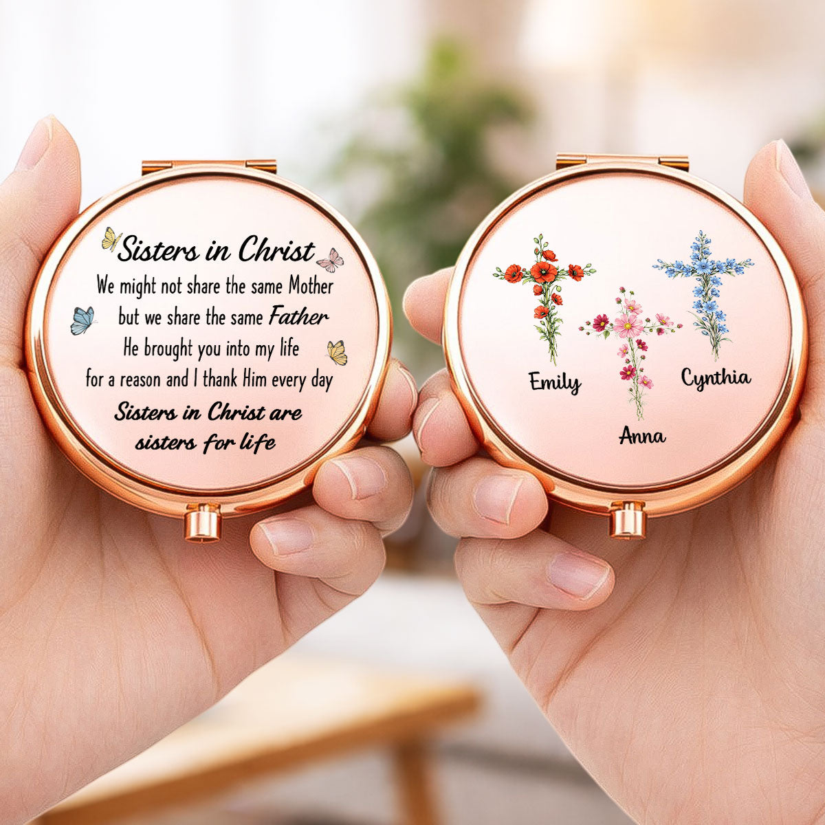 Connected By Faith - Personalized Compact Mirror