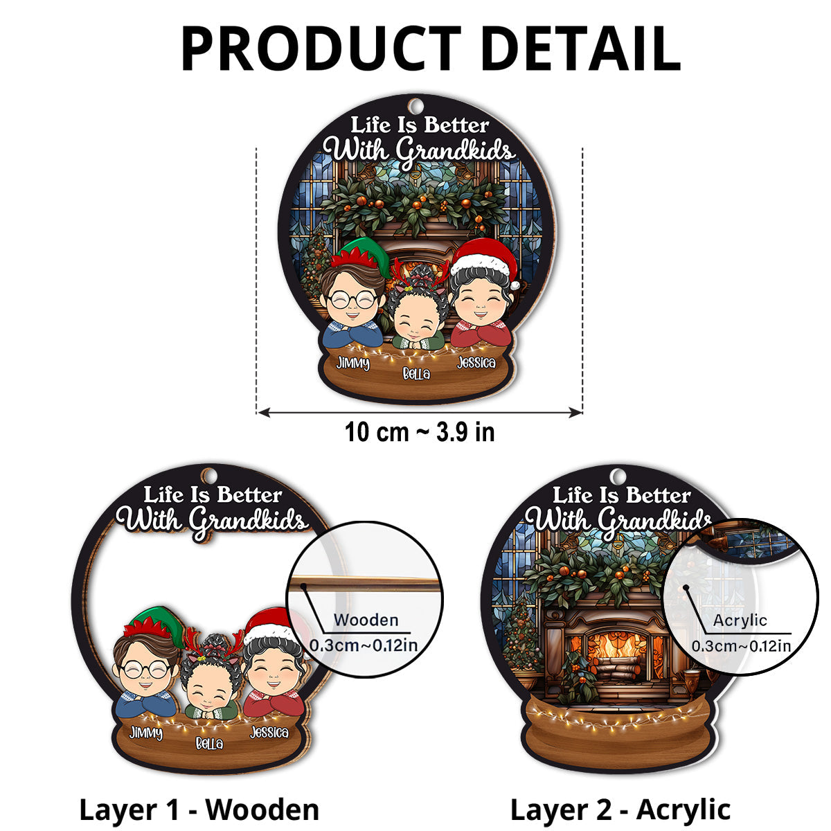 Custom Keepsake Christmas Ornament •  Life Is Better With Grandkids - Personalized Suncatcher Ornament