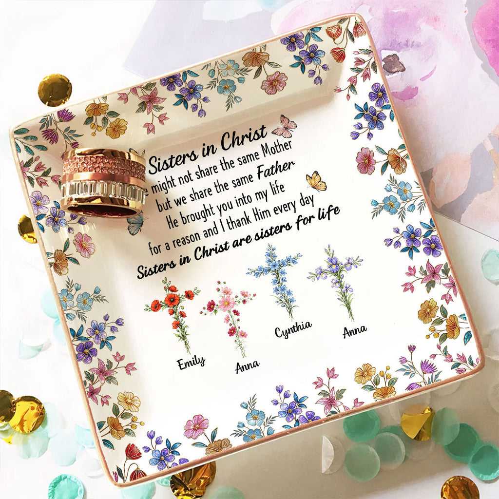 Custom Trinket Dish Gift for Friend, for Soul Sister • Connected By Faith - Personalized Jewelry Dish
