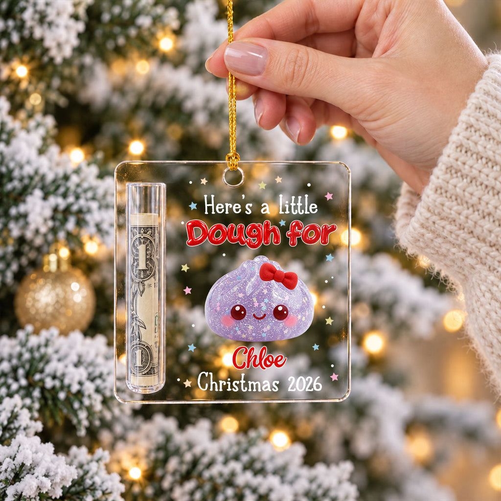 Custom Family Ornament, Christmas Gift for Family Members •  Personalized Christmas Dumpling Squishy - Personalized Cash Gift Ornament