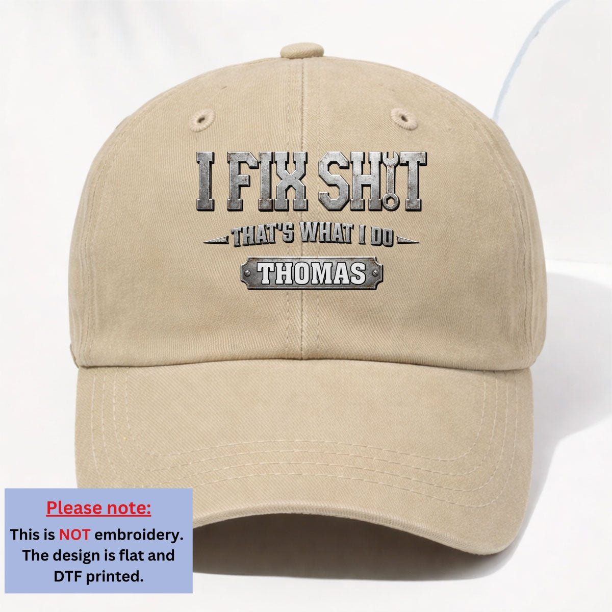Custom Father's Day Christmas Birthday Gifts for Dad • I Fix Everything - Personalized Vintage Washed Denim Cap