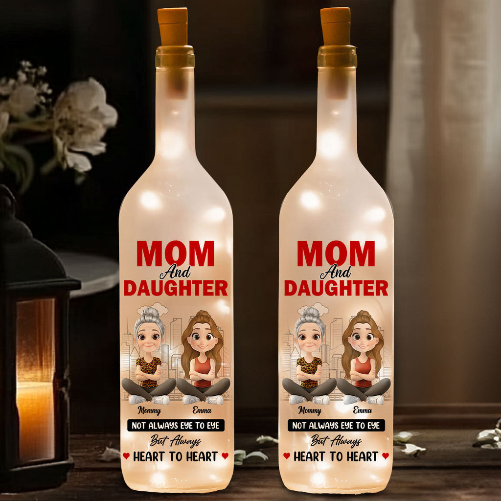 Mom And Daughter Sharing Forever Memories - Personalized Bottle Lamp