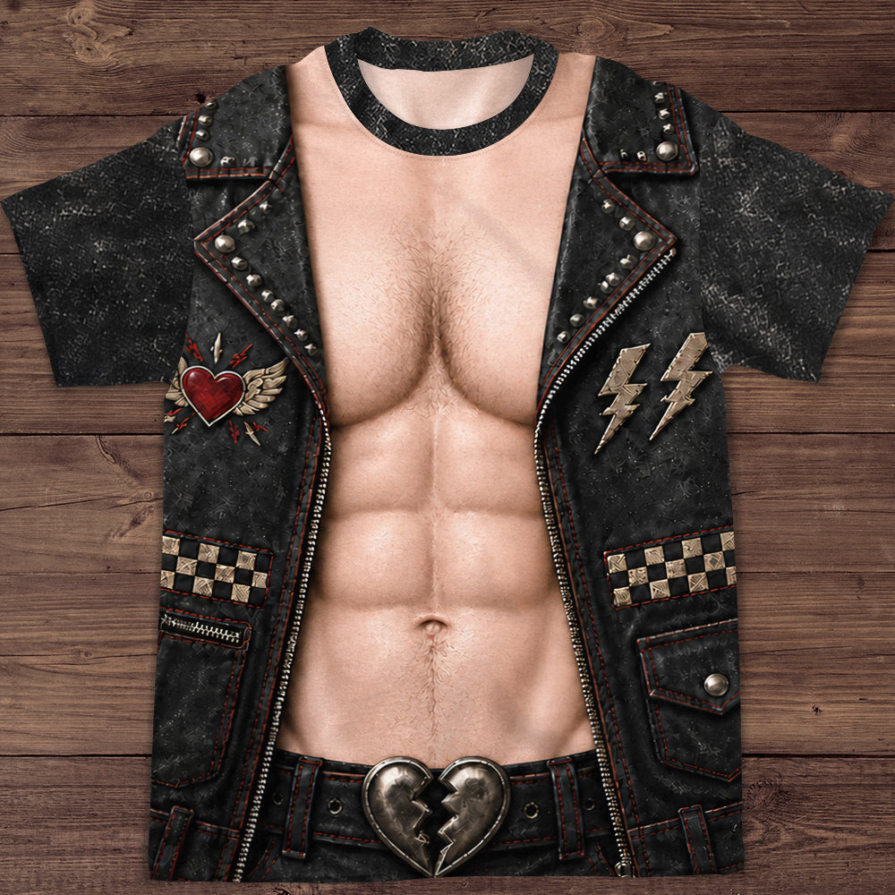 Custom Christmas Anniversary Keepsake Gifts For Husband • Rockstar Biker - Personalized All-over-print T-shirt