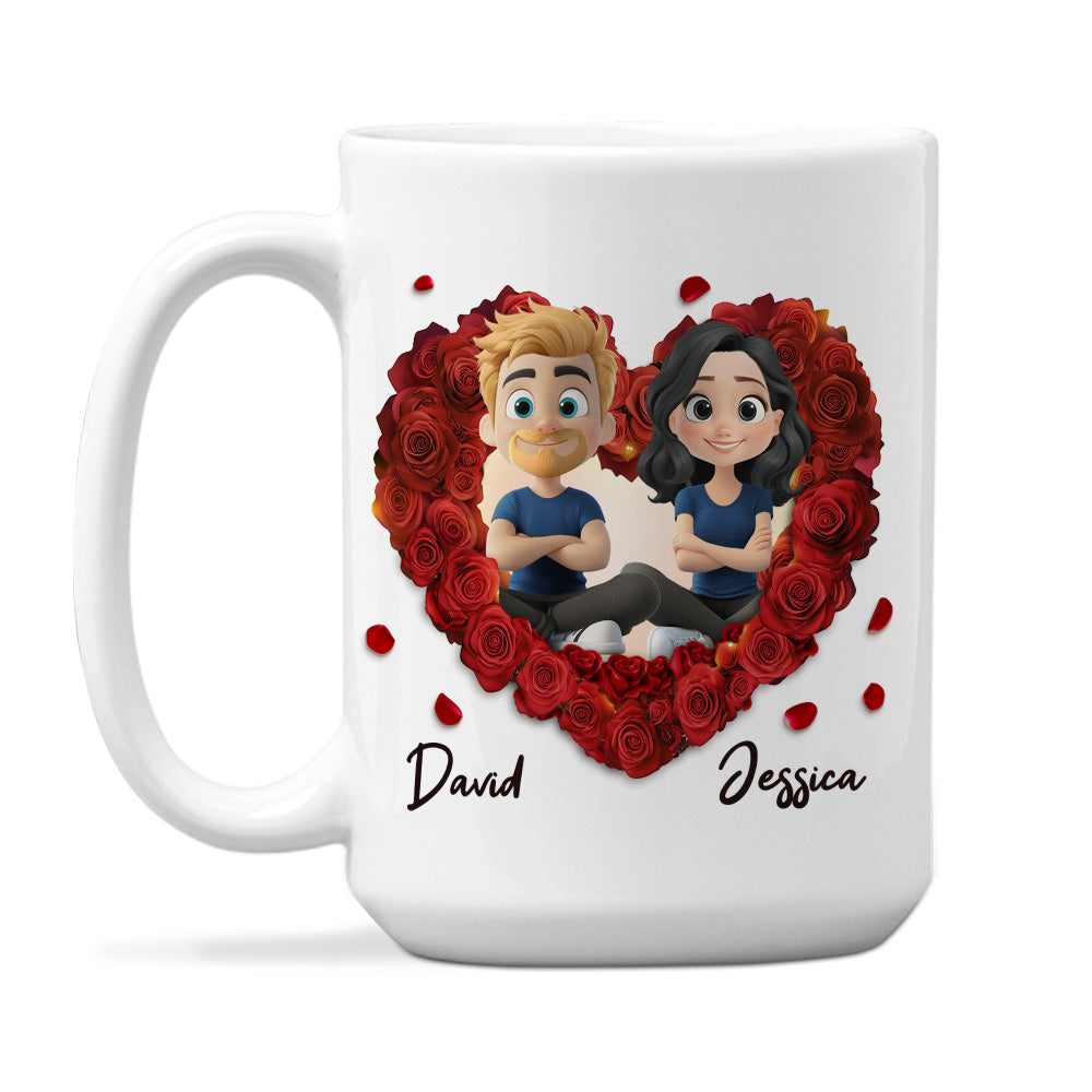Custom Anniversary Keepsake Gifts For Couple • Romantic Red Rose Couple - Personalized Coffee Mug