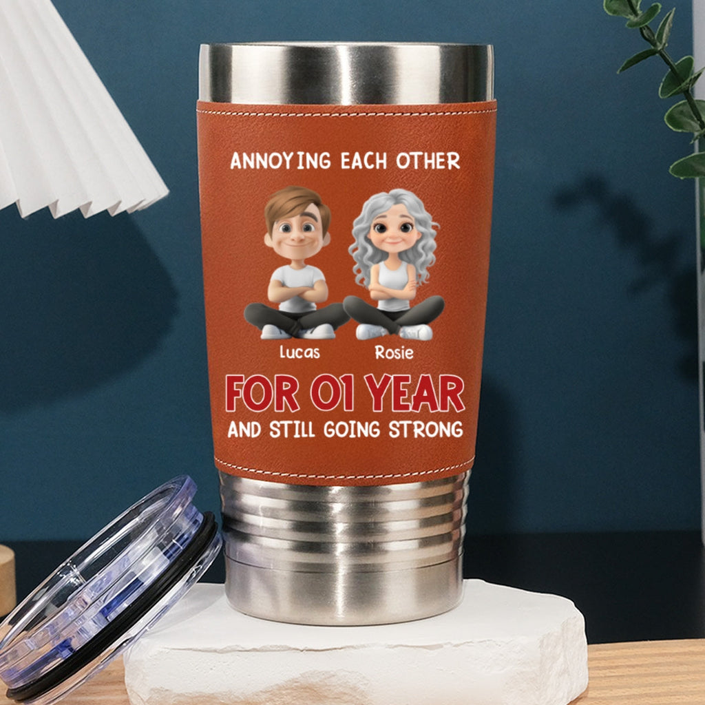 Custom Christmas Anniversary Gifts For Husband • Annoying - Personalized Leather Tumbler