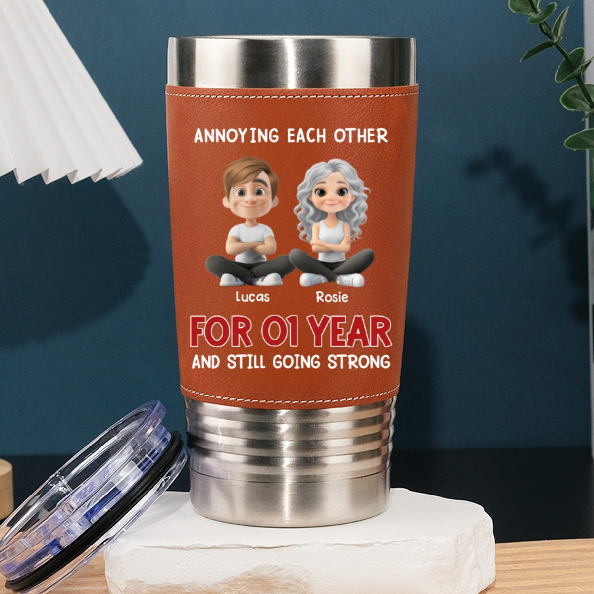 Custom Christmas Anniversary Gifts For Husband • Annoying - Personalized Leather Tumbler