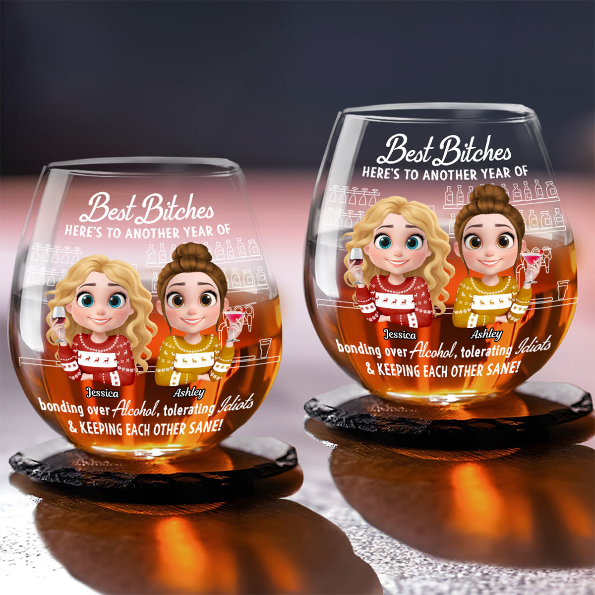 Together Through Every Little Thing - Personalized Wine Glass