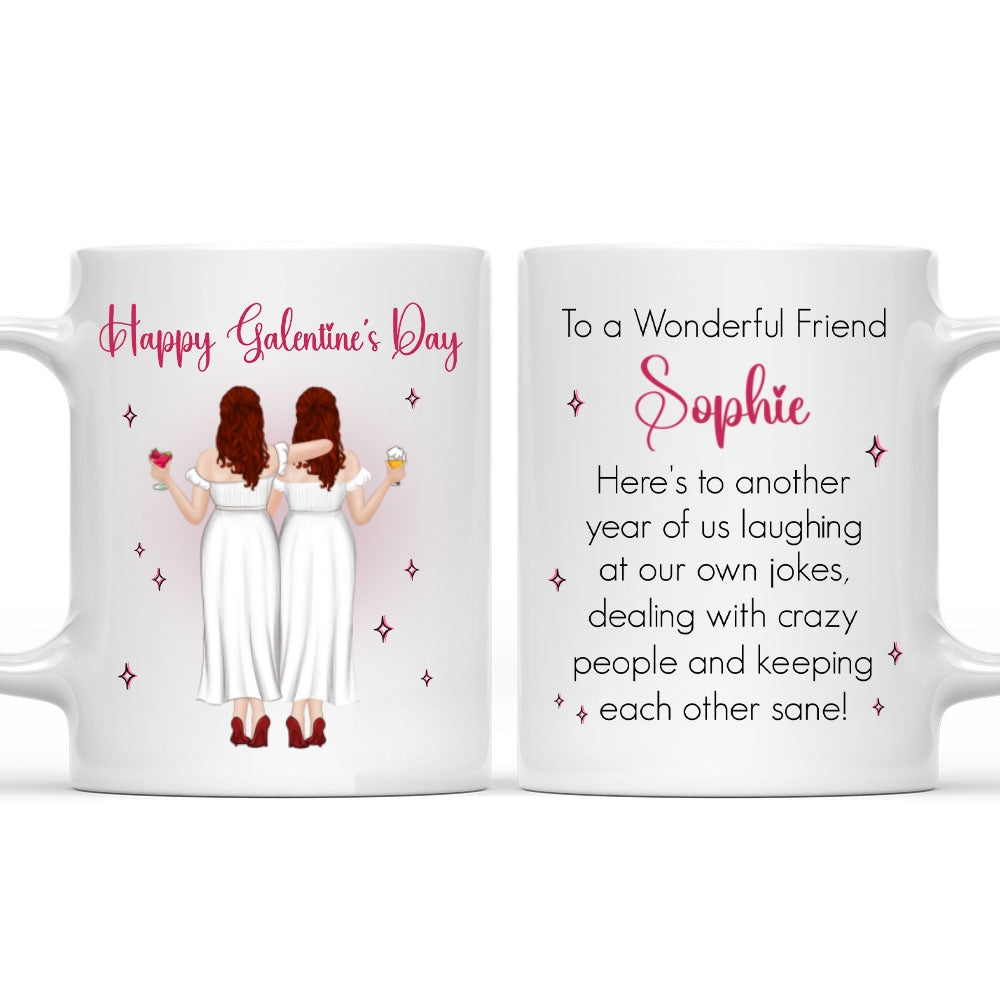 Custom Best Friend, Christmas & Birthday Friendship Keepsake Gift • Galentines Valentines Besties - Personalized Coffee Mug