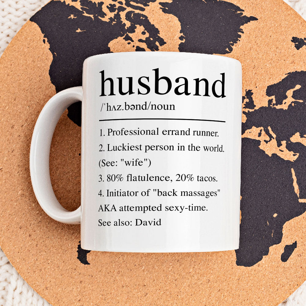 Custom Anniversary Keepsake Gifts For Couple • Husband Funny Definition - Personalized Coffee Mug