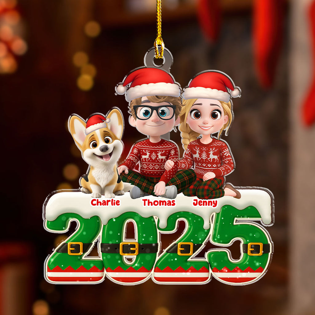 Custom Family Ornament, Christmas Gift for Family Members •  Elf Family - Personalized Acrylic Ornament
