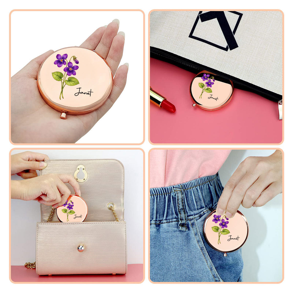 Flowers Bloom Where Beauty Lives - Personalized Compact Mirror