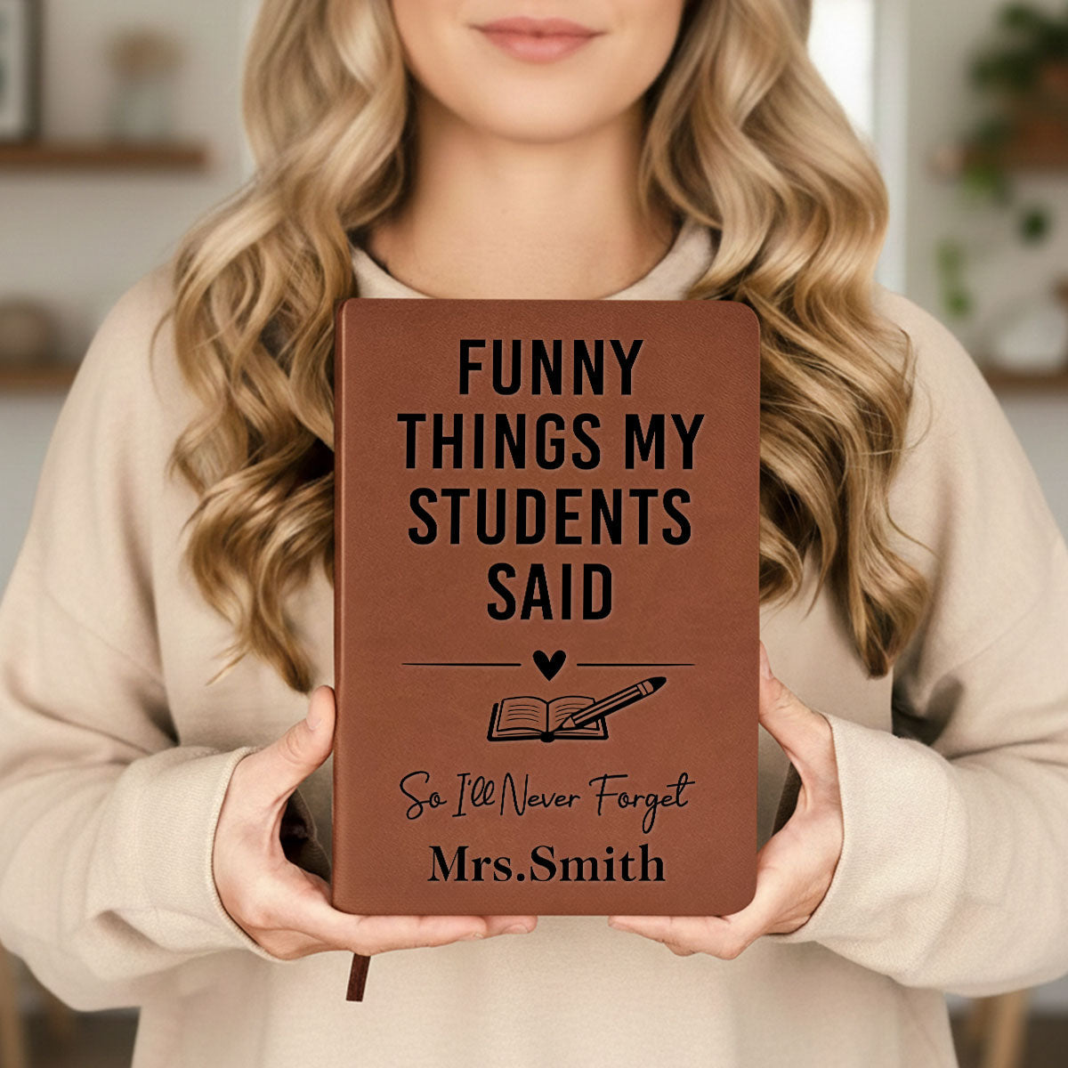 Custom Thank You Gift For Teacher Appreciation - Personalized Leather Journal