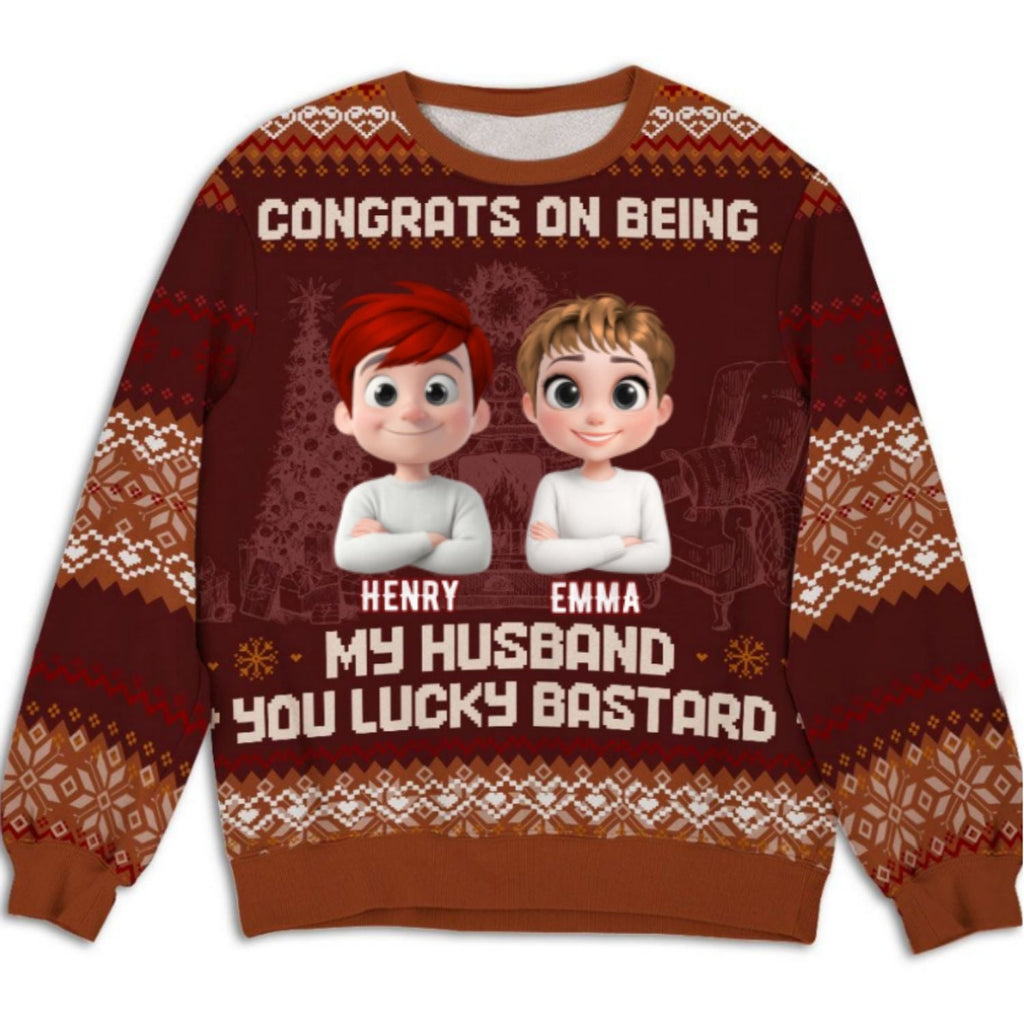 Custom Couple Christmas Sweatshirt, Anniversary Gift • Being My Husband - Personalized All-Over-Print Sweatshirt