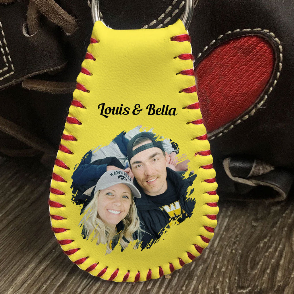 Best Catch - Personalized Leather Baseball Keychain