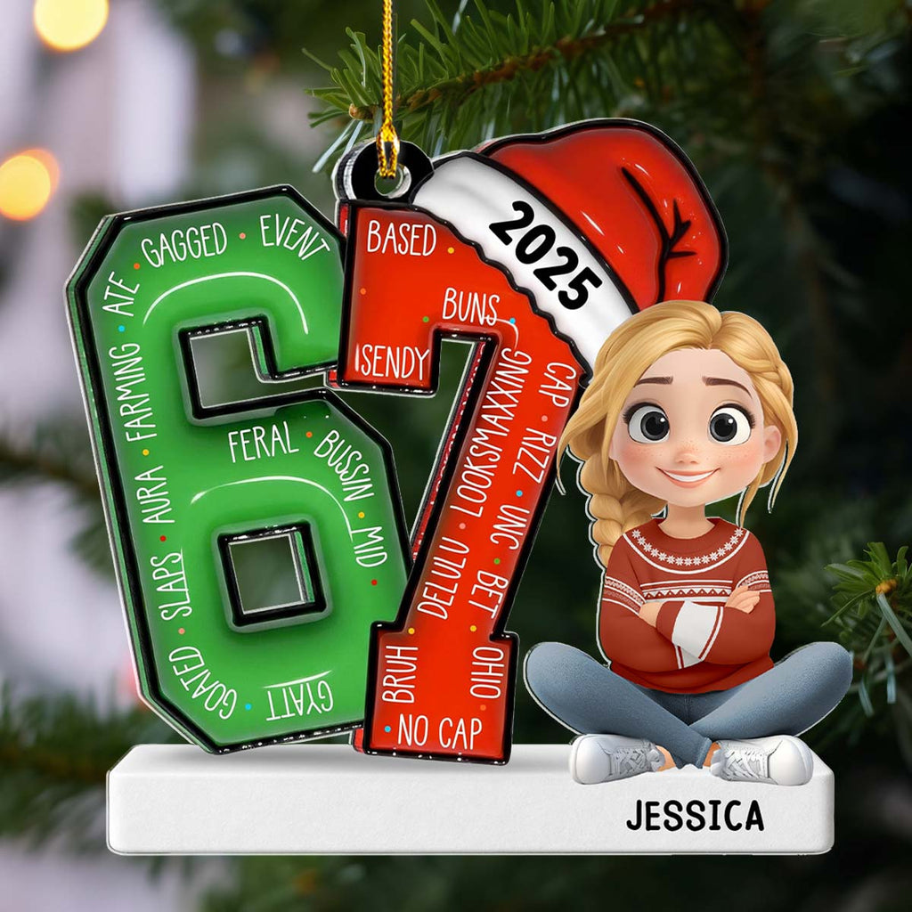 Custom Family Ornament, Christmas Gift for Family Members •  Alpha Six Seven Slang - Personalized Acrylic Ornament