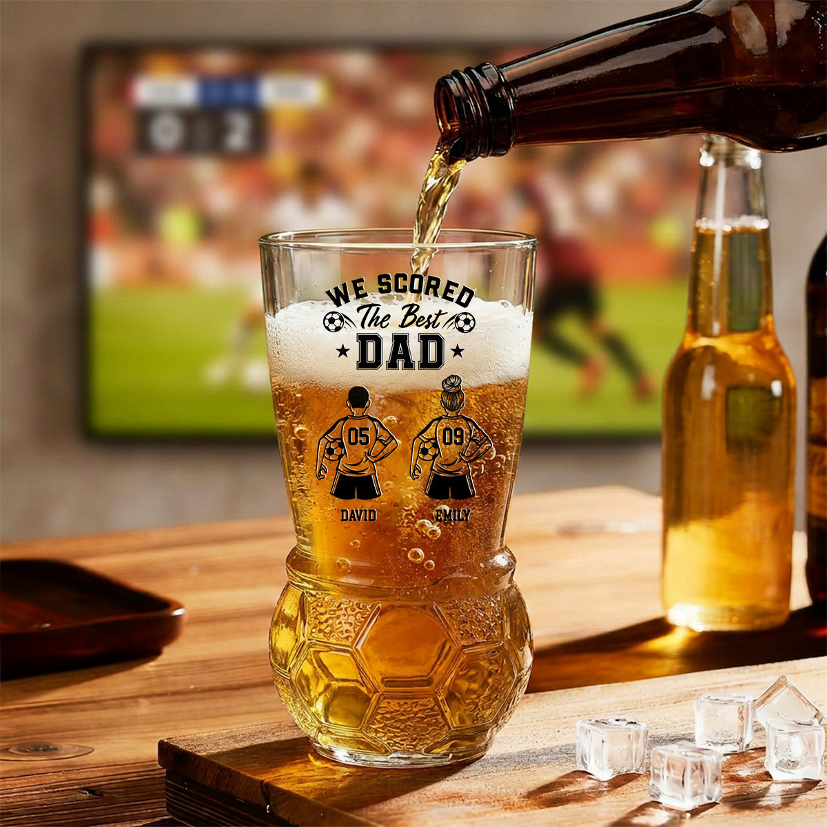 The Best Dad - Personalized Football Beer Glass
