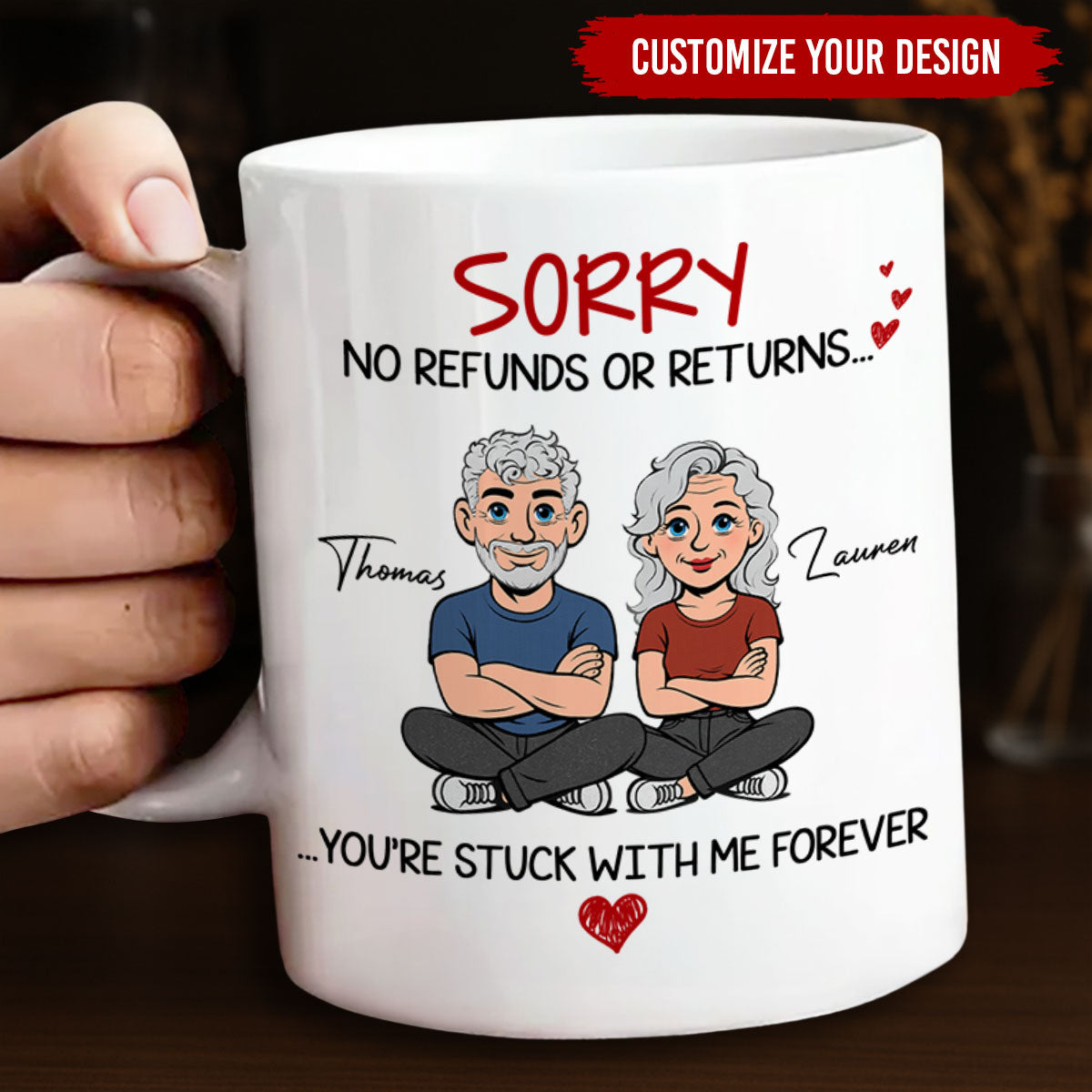 Custom Anniversary Keepsake Gifts For Couple • Retro You Are Stuck With Me Forever - Personalized Coffee Mug