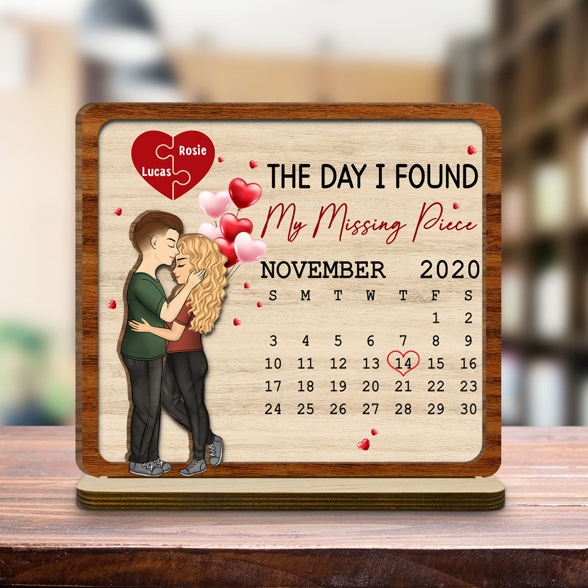 Custom Couple's Decor, Anniversary & Wedding Gift • My Missing Piece - Personalized 2-Layer Wood Plaque With Flat Base
