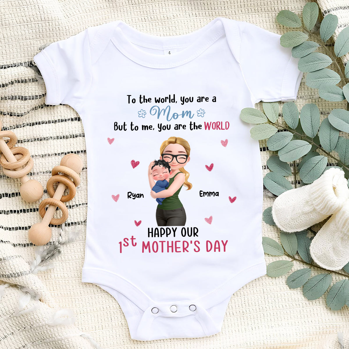 You Are The World Mom - Personalized Baby Onesie