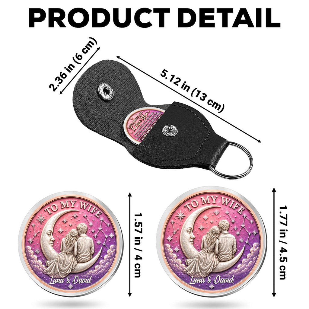 Custom Coin Keychain for Wife, Couple Anniversary Valentine's Day Gifts • Hold Me Close - Personalized 3D Printing Pocket Hug
