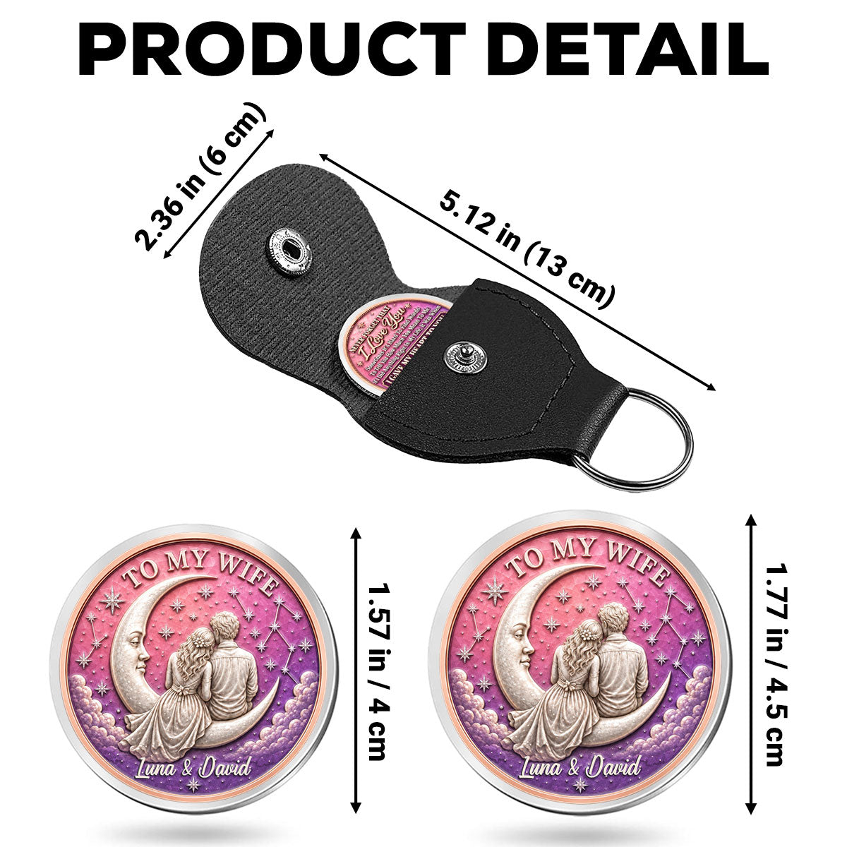 Custom Coin Keychain for Wife, Couple Anniversary Valentine's Day Gifts • Hold Me Close - Personalized 3D Printing Pocket Hug